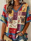 Ladies' Butterfly Patterned Tassel Casual Top