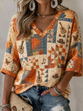 Women's Tennessee Quilting & Patchwork V-Neck Three-quarter sleeve T-shirt