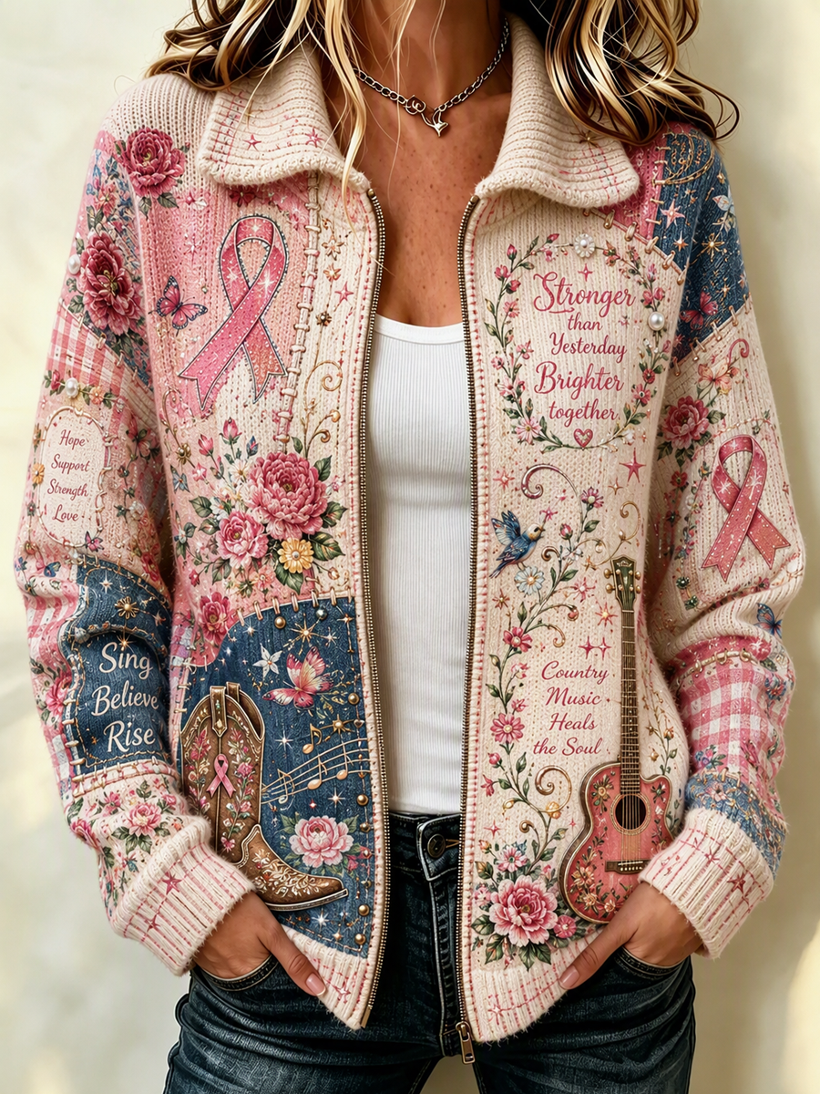 Women'S Retro Butterfly Country Music Flower Printed Cardigan