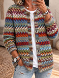 Women'S Striped Knitted Sweater Cardigan