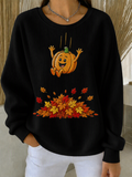 Women's Casual Fall Pumpkin Print Pullover Sweatshirt