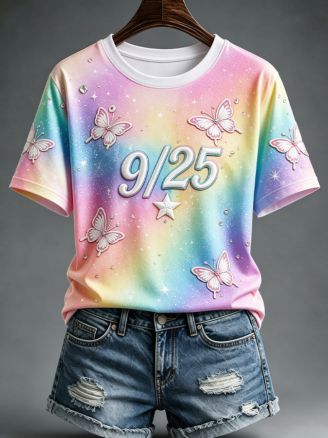 Women'S 9/25 Print Casual Printed T-Shirt