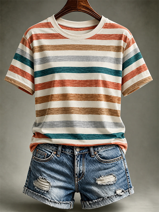 Women'S Autumn Striped Casual T-Shirt