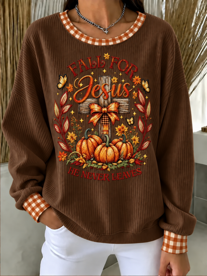 Women Text Letters Crew Neck Printing Casual Spring/Fall Long Sleeve Sweatshirt