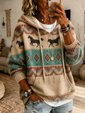 Women'S Vintage Western Style Print Sweatshirt For Autumn