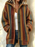 Women'S Striped Printed Casual Cardigan