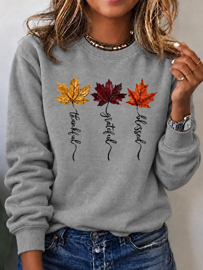 Women'S Thankful Grateful Blessed Sweatshirt