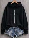 Women'S Cross Printed Hoodie