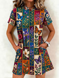 Women's Patchwork Art long T-shirt short skirt