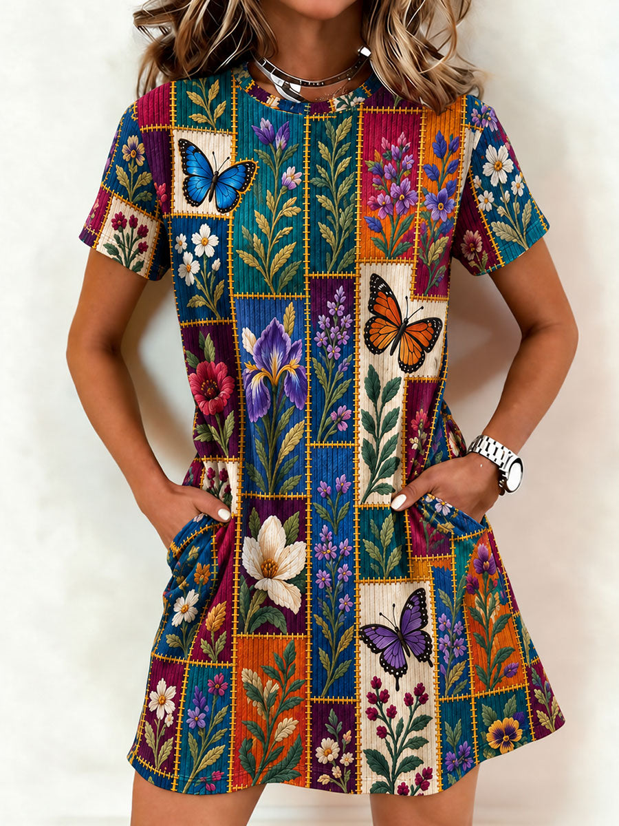 Women's Patchwork Art long T-shirt short skirt