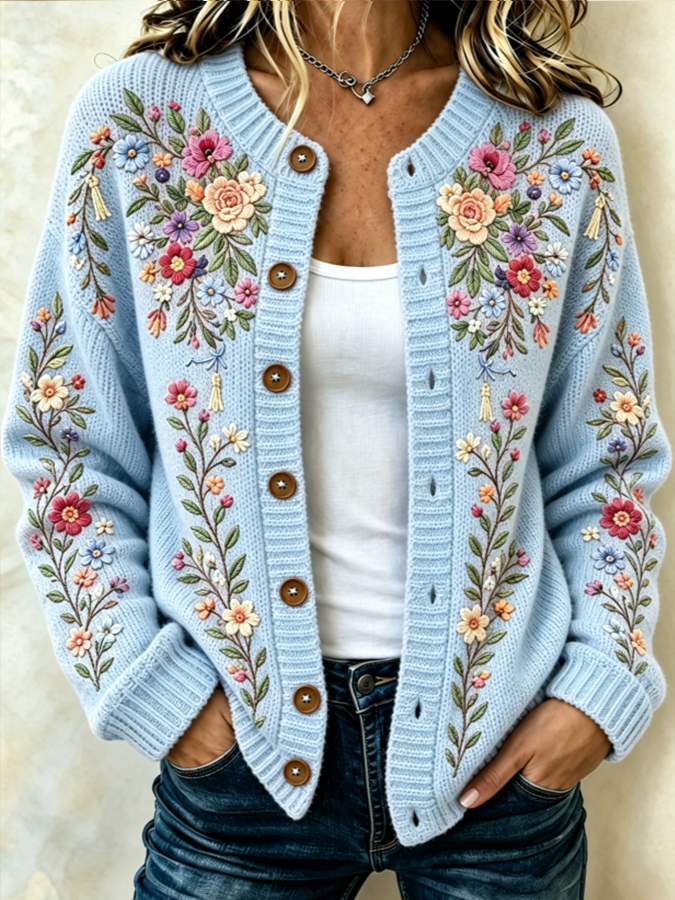 Women'S Casual Floral Cardigan Top