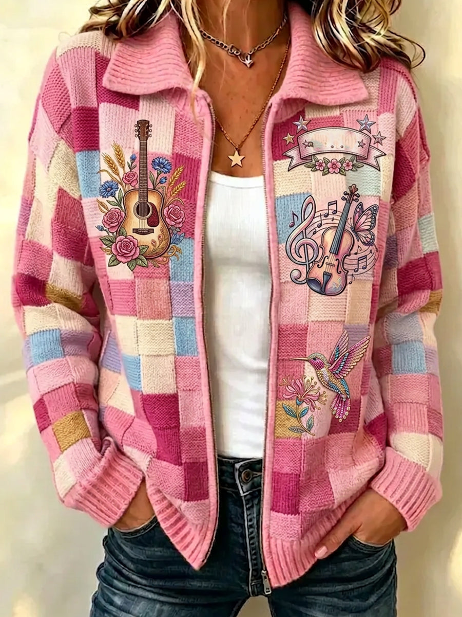 Women'S Legendary Singer Commemorative Printed Knitted Cardigan