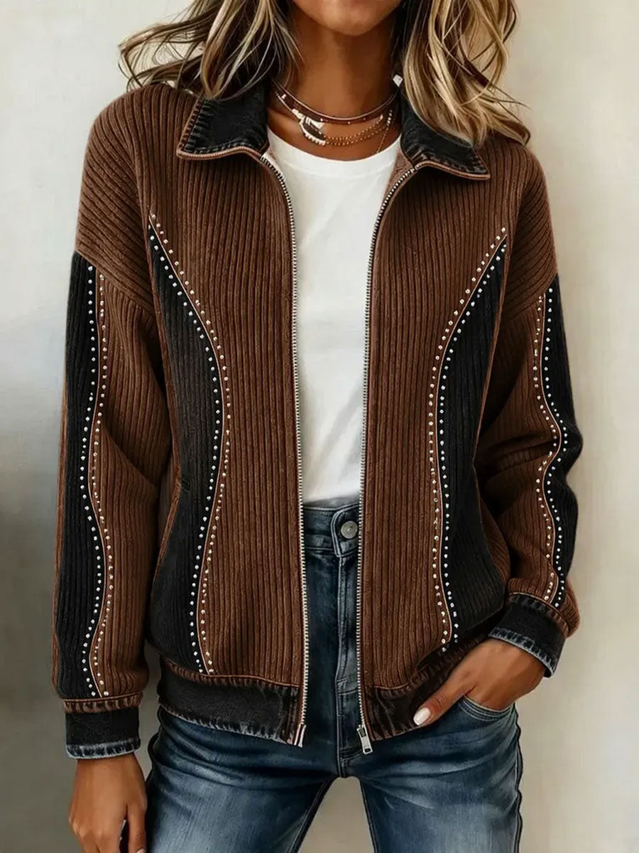 Women'S Western Style Contrasting Jacket Jacket