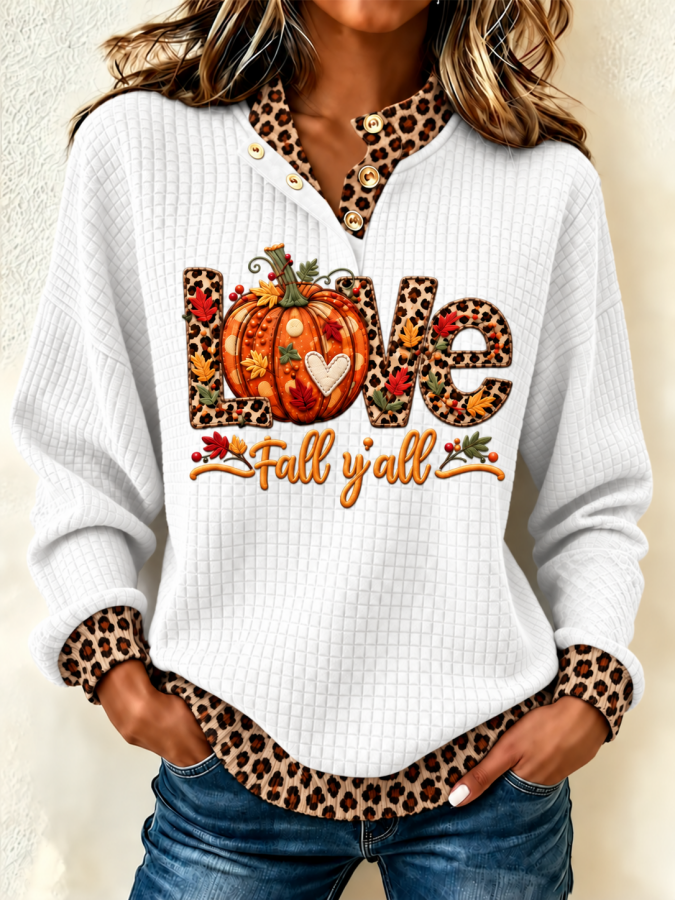 Women'S Pumpkin Printed Pullover Sweatshirt