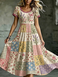 Women's Floral Print Round Neck Dress
