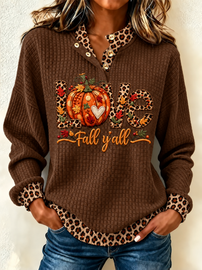 Women'S Pumpkin Printed Pullover Sweatshirt
