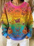 Women's Casual Printed Waffle Long-Sleeve Top