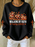 Women'S Walking by Faith Tripping Constantly Printed Waffle Sweatshirt