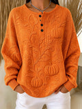 Women's Autumn Pumpkin Henry Collar Sweatshirt