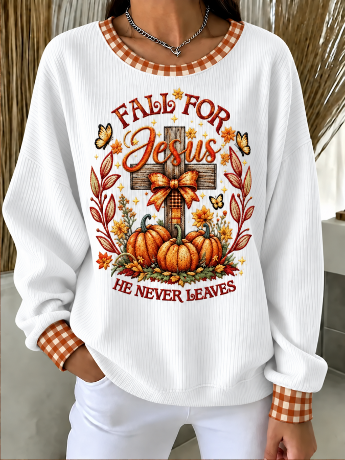 Women Text Letters Crew Neck Printing Casual Spring/Fall Long Sleeve Sweatshirt