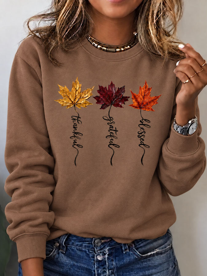 Women'S Thankful Grateful Blessed Sweatshirt