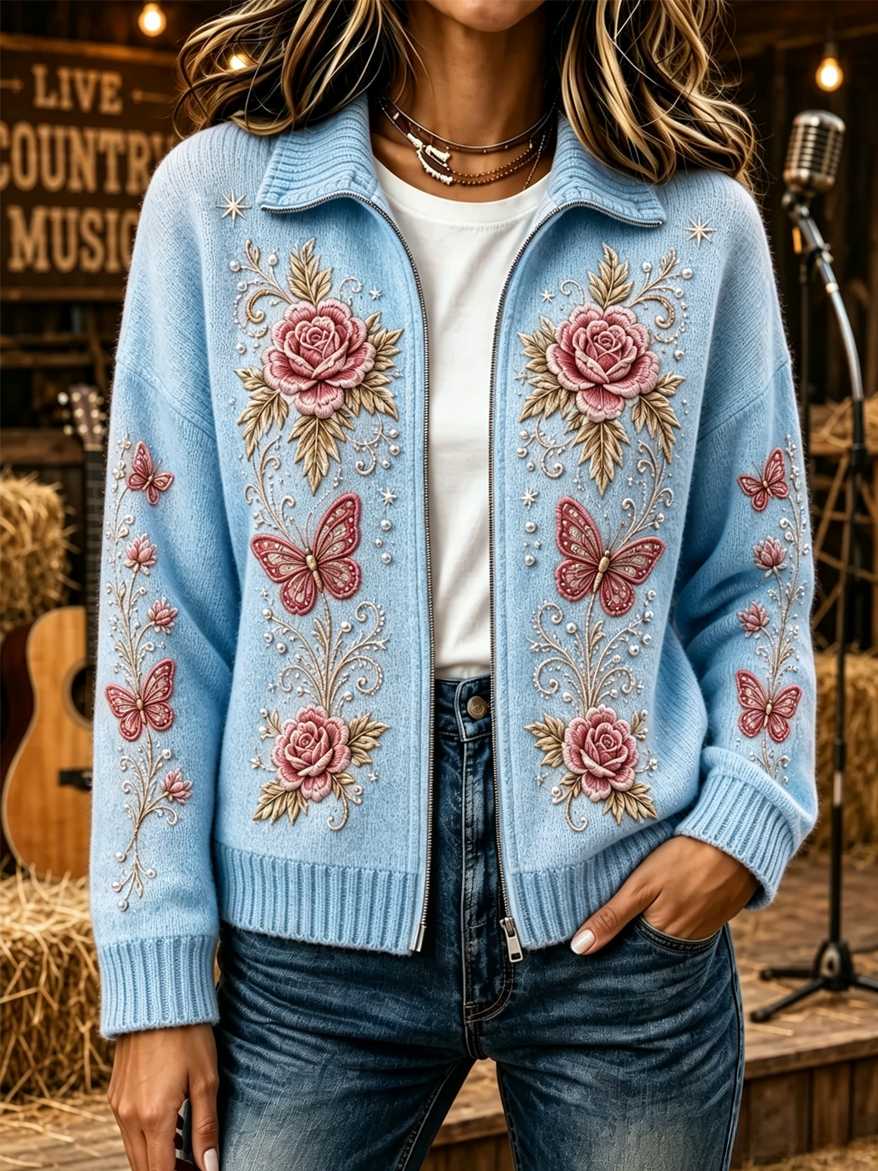 Women's Vintage Butterfly Print Cardigan
