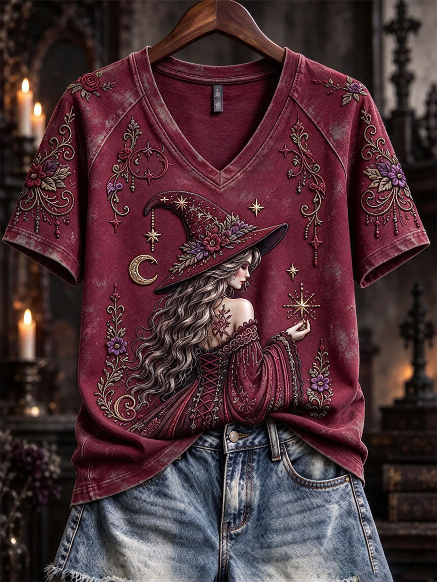 Women'S Halloween Witch V-Neck T-Shirt