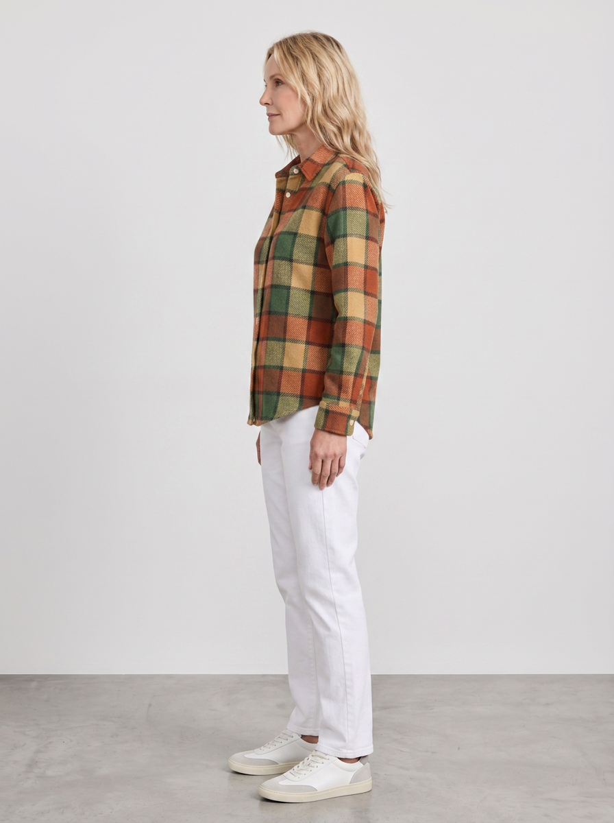 Women's Autumn Casual Plaid Pattern Printed Button-up Shirt