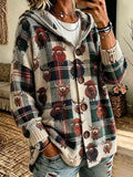 Ladies' Western Style High-Low Cow Pattern Casual Knitted Cardigan