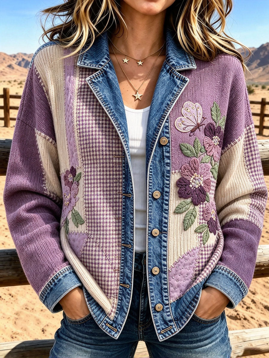 Women'S Retro Butterfly Printed Jacket
