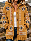 Women Retro Western Style Print Casual Cardigan