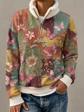 Women's Butterfly & Flower-Themed Stand-Up Collar Fleece Sweater