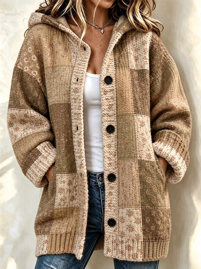 Women's Tennessee Country-Style Patchwork Knitted Cardigan