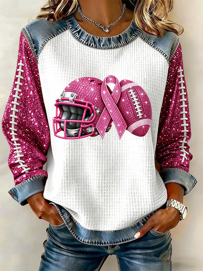 Women'S Pink Art Printed Casual Long Sleeved Shirt