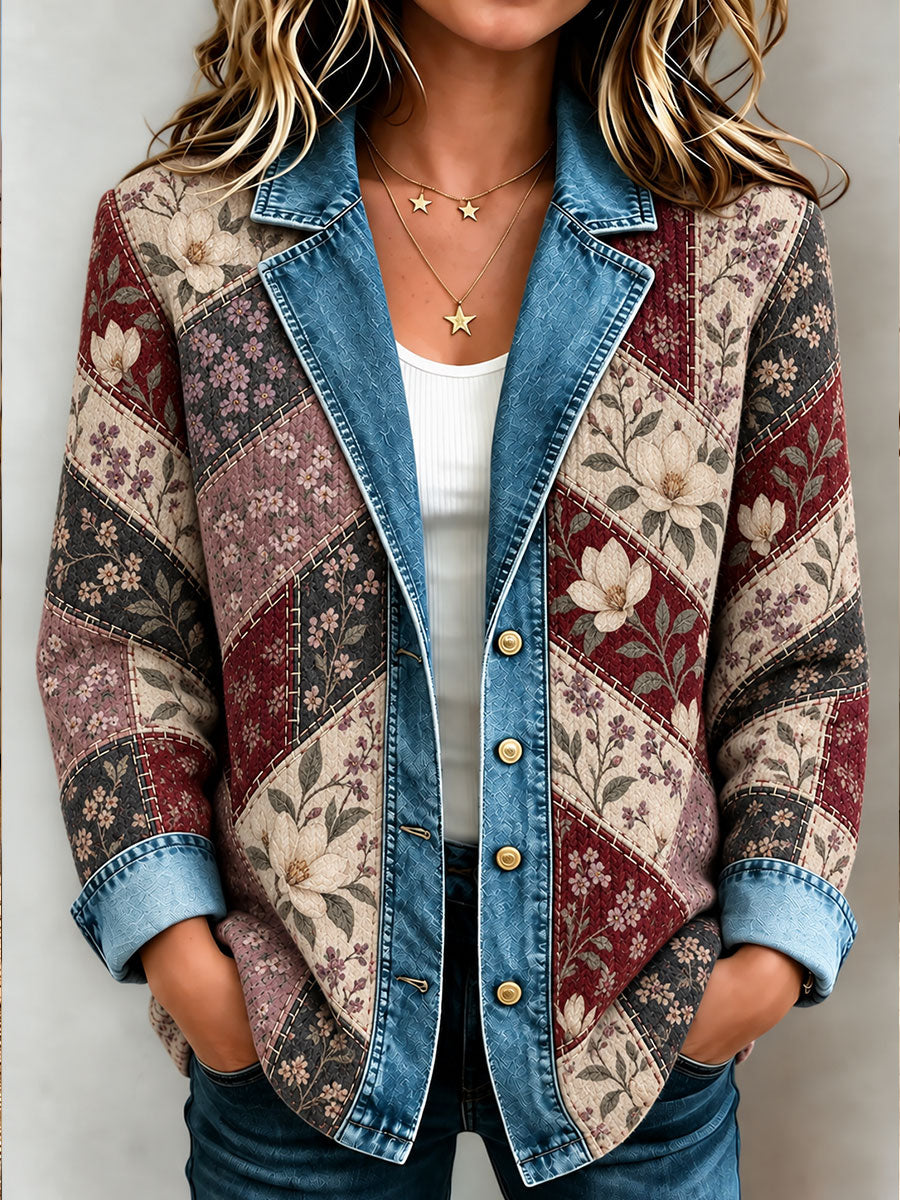 Women's Tennessee Country-Style Patchwork Knitted Cardigan