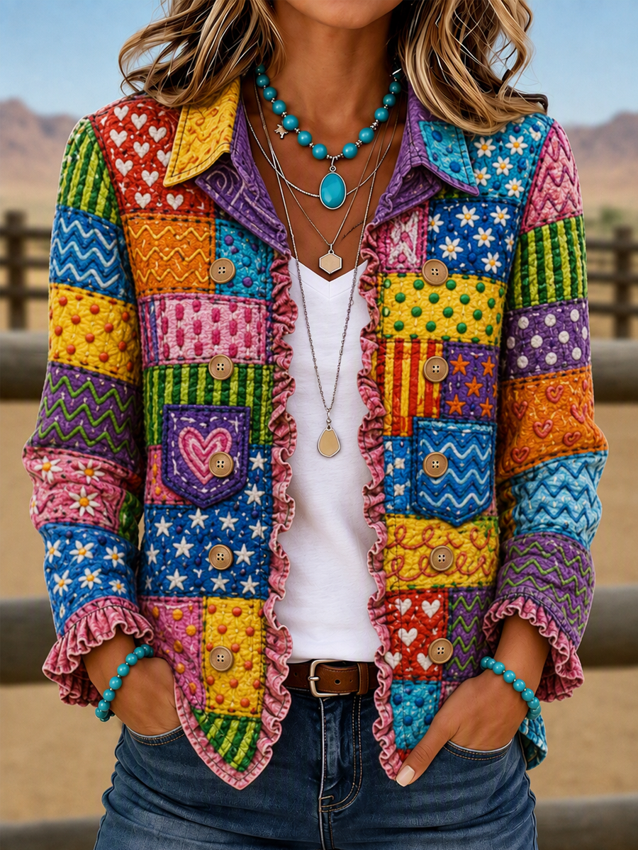 Ladies' Butterfly Patterned Casual Western Style Jacket