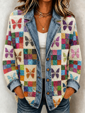 Women's Plant and Flower Patchwork Knitted Cardigan