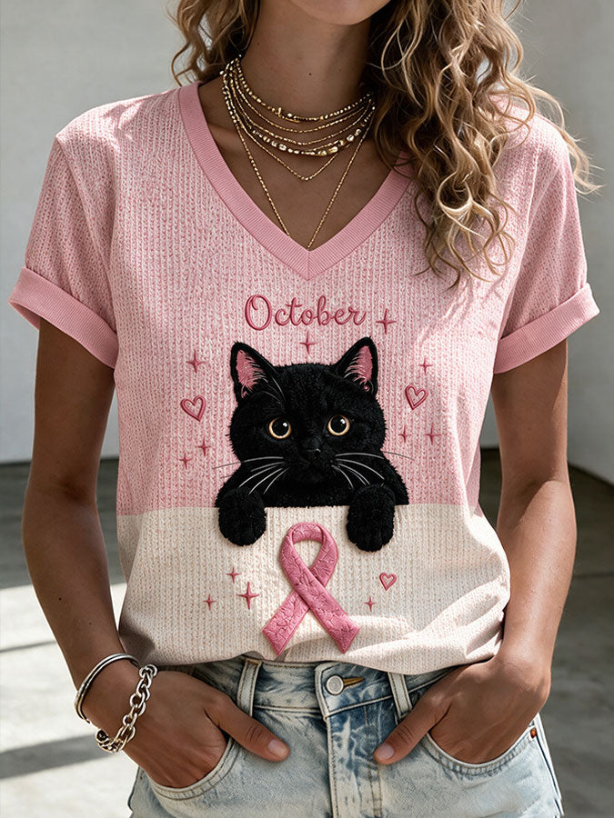 Women'S Cat Print Short-Sleeve T-Shirt