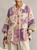 Women'S Butterfly Pattern Casual Sweater Long Cardigan