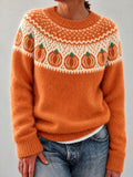 Women's Autumn Pumpkin Design Casual Sweater