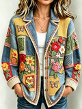Women's Patchwork Art Knitted Cardigan