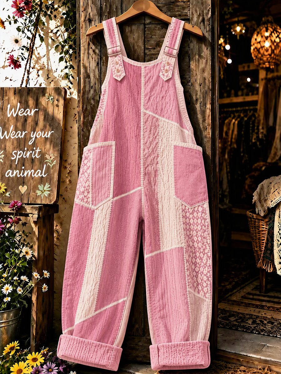 Women'S Patchwork Pattern Print Overalls