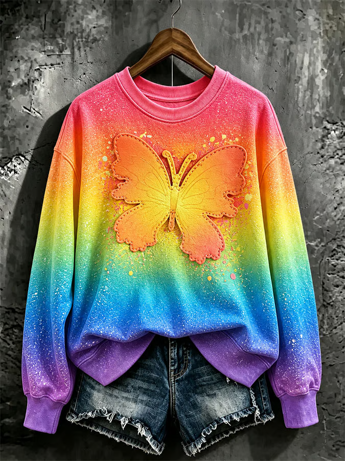 Women'S Casual Printed Long-Sleeve Sweatshirt