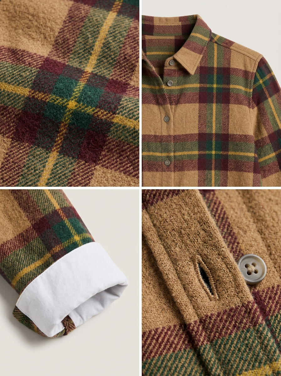 Women's Autumn Fall Plaid Pattern Printed Button-Down Shirt
