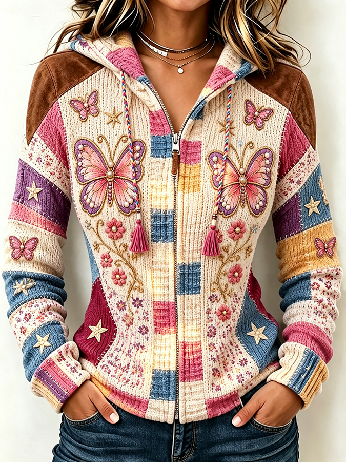 Women's Butterfly Zip-Up Hoodie