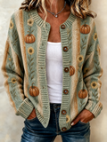 Women's Casual Maple Leaf Gradient Knitted Cardigan Top