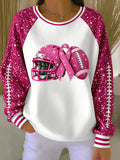 Women'S Pink Art Printed Casual Round Neck Sweatshirt