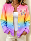 Women'S Casual Printed Knit Cardigan