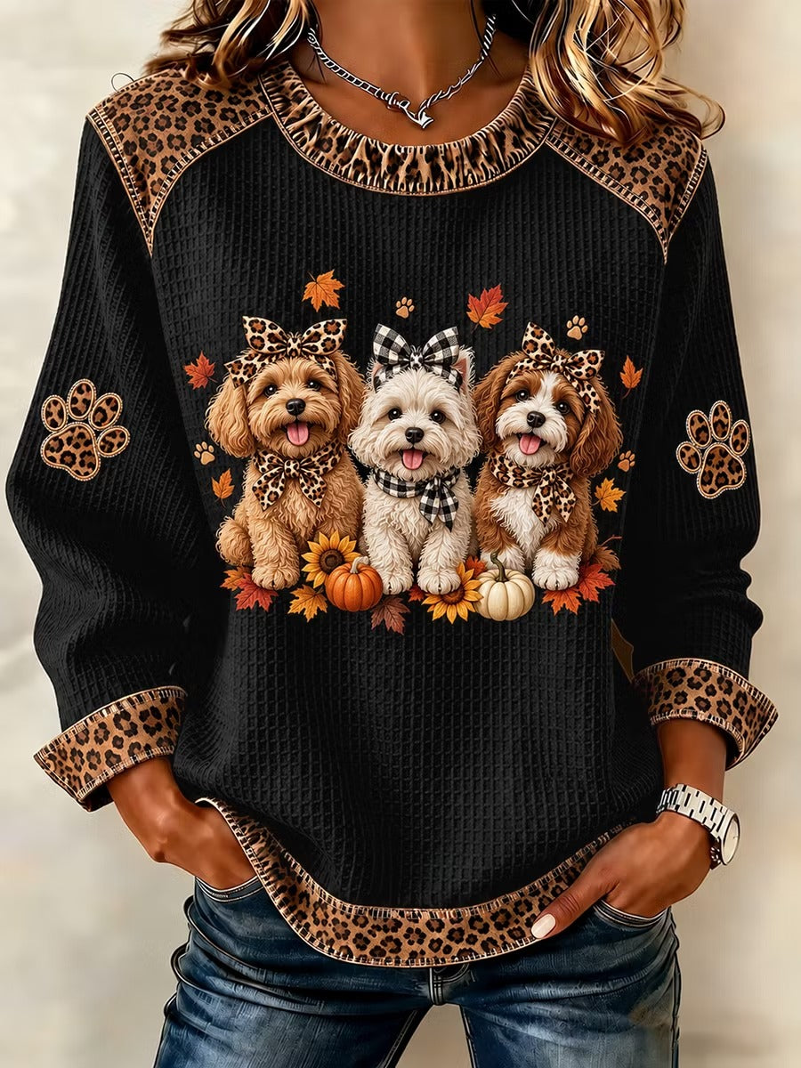 Women's Autumn Fun Dog Print Casual Sweatshirt