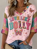 Women's Commemorative Print V Neck Shirt